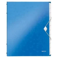 LEITZ Trieur 6 touches WOW en polypropylène. Fermeture élastique et 3 rabats. Coloris Bleu