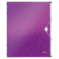 LEITZ Trieur 12 touches WOW en polypropylène. Fermeture élastique 3 rabats. Coloris Violet