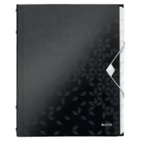 LEITZ Trieur 12 touches WOW en polypropylène. Fermeture élastique 3 rabats. Coloris Noir