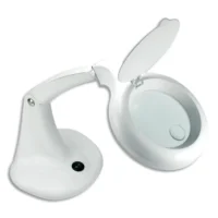 UNILUX Lampe loupe led Mini Zoom blanche. Sur socle. Loupe de 3 dioptries, grossissement de 1,75.