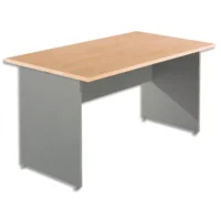SIMMOB Bureau droit hêtre L140 x P80 cm et voile de fond couleur alu