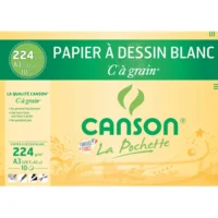 CANSON Pochette de 10 feuilles de papier dessin C A GRAIN 224g A3 Ref-27115