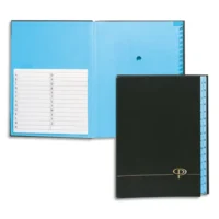 PERGAMY Trieur alphabétique 25 compartiments, couverture rigide plastifiée en PVC noir