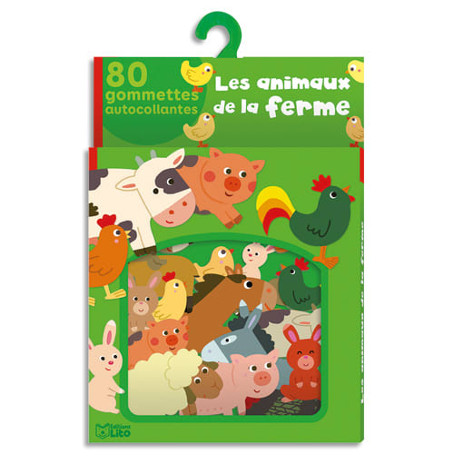 LITO DIFFUSION Boîte de 80 gommettes les animaux de la ferme