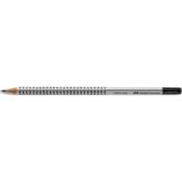 FABER CASTELL Crayon graphite GRIP 2001 B + embout gomme, corps triangulaire et ergonomique, mine collée