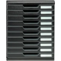 EXACOMPTA Module de classement 10 tiroirs format A4+ Dimensions L28,8 x H32 x P35 cm ECOBlack Noir