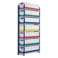 PAPERFLOW Rayonnage Rang'Eco tubulaire élément Suivant enacier,5 tablettes - Dim. L100 x H200 x P34 cm