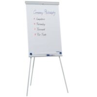 FRANKEN Chevalet de conférence X-tra!Line Standard hauteur réglable jusqu'à 1.880 mm, porte-bloc, surface magnétique, inscriptible et effaçable à sec, avec auget, trépied, couleur du cadre: gris, dimensions du tableau: (L)680 x (H)1.005 mm (EL-FC20)