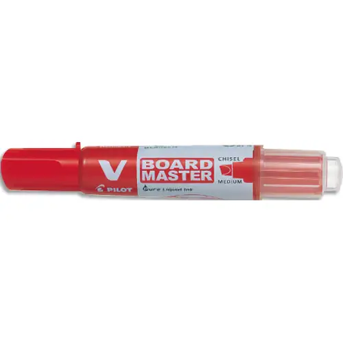 PILOT Marqueur effaçable à sec rechargeable VBOARD MASTER. Pointe biseautée moyenne. Encre liquide rouge