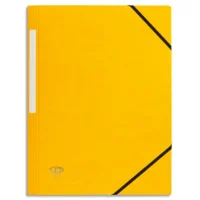 PERGAMY Chemise 3 rabats monobloc à élastique en carte lustrée 5/10e, 390g. Coloris Jaune.