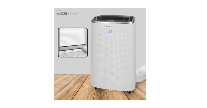 CLATRONIC Climatiseur mobile CL 3750 WiFi, blanc contrôle Wifi, minuterie programmable, ventilation à 2 vitesses, 3 en 1: rafraîchir, déshumidifier, ventiler, réfrigérant : R 290, 65 dB(A), roulettes, à télécommande, classe énergétique A – Image 3