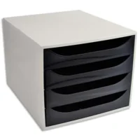 Module de classement ECO 4 tiroirs, Gris/Noir - Dim. : L28,4 x H23,4 x P34,8 cm