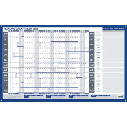 CBG Planning scolaire de Janvier à Décembre 2024, effaçable à sec, 60x99cm