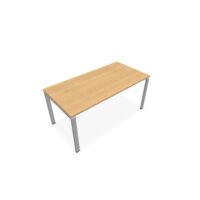 Bureau rectangulaire Conect L. 160 x P. 80 cm - plateau ép. 25 mm mélamine chêne clair - piétement arche rectangulaire fixe métal lisse gris aluminium