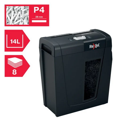 REXEL Destructeur de documents Secure X8 P-4, coupe croisée, 4x40mm, 8 feuilles, 14 litres, 2020123EU – Image 4