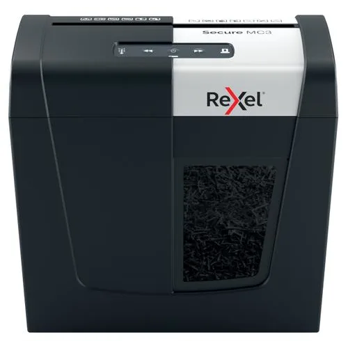 REXEL Destructeur Secure MC3 3 feuilles+agrafes/trombone,coupe micro, P-5, corbeille 10L 2020128EU