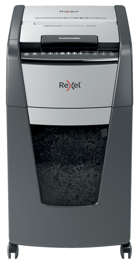 REXEL Destructeur de documents Optimum Auto+ 300M P-5,coupe micro,2x15mm,300 feuilles,60 l,2020300MEU – Image 3