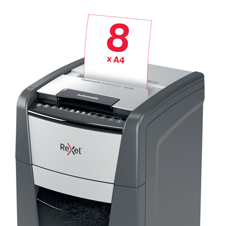 REXEL Destructeur de documents Optimum Auto+ 300M P-5,coupe micro,2x15mm,300 feuilles,60 l,2020300MEU – Image 4