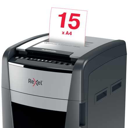REXEL Destructeur de documents Optimum Auto+ 750M P-5,coupe micro,2x15mm,750 feuilles,140 l,2020750MEU – Image 4