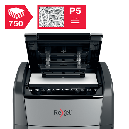 REXEL Destructeur de documents Optimum Auto+ 750M P-5,coupe micro,2x15mm,750 feuilles,140 l,2020750MEU – Image 6