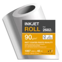 CLAIREFONTAINE Bobine papier Blanc CIE153 Couché Mat 90g pour traceur 1,067mmx45m. Qualité photo