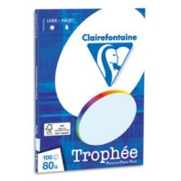 CLAIREFONTAINE Pochette de 100 feuilles papier couleur TROPHEE 80 grammes format A4. Coloris Bleu - 4101C