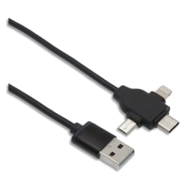APM Câble 3 en 1 : USB-A vers Lightning/Type-C/Micro USB 1,5m (non MFI) Noir 570316