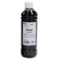 ART PLUS Flacon de 500ml d'encre à dessiner Noir. Couleurs intenses, totalement aquarellable, fusante