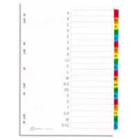 AVERY Répertoire alpha 20 touches. En carte Blanche, onglets plastifiés de couleur. Maxi format.