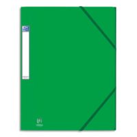 OXFORD Chemise 3 rabats et élastique EUROFOLIO PRESTIGE carte grainée 7/10e,600g.Pour format A4. Vert