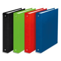 OXFORD Classeur 4 anneaux NORMANDIE carte pelliculée A4+. Dos 4 cm. Assortis Noir, vert anis, rouge, Bleu