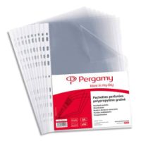 Sachet de pochettes perforées en polypropylène 9/100e lisse, perforation 11 trous PERGAMY