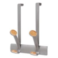ALBA Doubles patères et crochets de porte en métal et bois ajustable - Dim. L30 x H36,75 x P15,36 cm