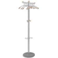 ALBA Portemanteau 6 cintres Gris alu embouts bois Wave