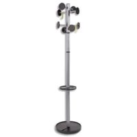 ALBA Portemanteau Stan3 en métal et ABS, 8 patères-galets, porte-parapluie - Socle D38, H176cm Gris métal