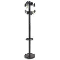 ALBA Portemanteau Stan3 en métal et ABS, 8 patères-galets, porte-parapluie - Socle D38, H176 cm Noir