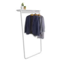 ALBA Vestiaire mural Art Blanc en acier et bois, capacité 30 vêtements, 1 étagère, L85 x H165 x P34/57 cm