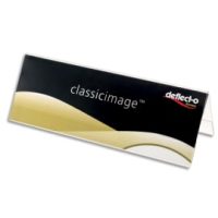 DEFLECTO Porte-nom de bureau Transparent, en polystyrène, format A4 - L29,7 x H11,1 x P9,6 mm
