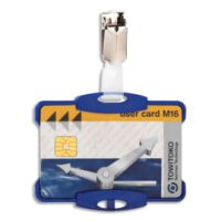 DURABLE Boîte de 25 portes-cartes de sécurité avec clip pour 1 carte 54x85mm. Coloris bleu