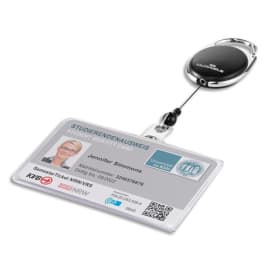 DURABLE Porte-Badges en plastique, fomat paysage. Enrouleur STYLE avec mousqueton.