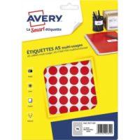 AVERY Sachet de 960 pastilles Ø15 mm. Imprimables. Coloris Rouge.