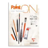 CLAIREFONTAINE Bloc PAINT'ON encollé A5 40F 250g blanc