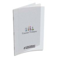CONQUERANT 9 Cahier Travaux Pratique piqûre 17x22cm 32 pages Séyès+32 pages unies.Couverture PP incolore