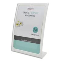 DEFLECTO Porte affiche incliné vertical A5 forme bombé Blanc - L17 x H23 x D7,5 cm