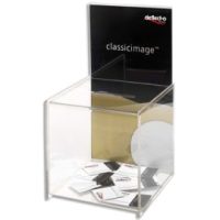 DEFLECTO Urne avc pte-affich : 38,6 x 21,3 x 21,3 cm, pte-affich 37,5 x 20,3 cm, Fente 10 x 0,9 cm