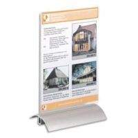 DURABLE Présentoir de table A5 - socle en aluminium et plaque transparente - L150 x H237 x P85 mm