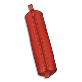 JUSCHA Trousse ronde en cuir 21x6cm. Coloris Rouge