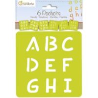 AVENUE MANDARINE Sachet de 6 pochoirs thème Alphabet majuscule, translucides, Dim. Lettres H3,5 x L2,5 cm