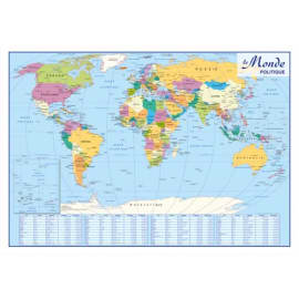 CBG Grande Carte Murale pelliculée : recto Europe Politique / verso Monde Politique - 98x138 cm