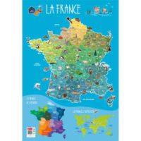 CBG Poster souple format 52 x 76cm carte de France et ses spécialités